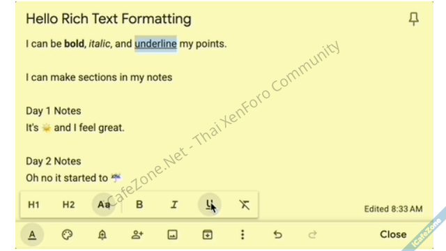 นี่สินวัตกรรม Google Keep เวอร์ชันเว็บ ใส่ตัวหนา ตัวเอียง ขีดเส้นใต้ ได้แล้ว-1.png